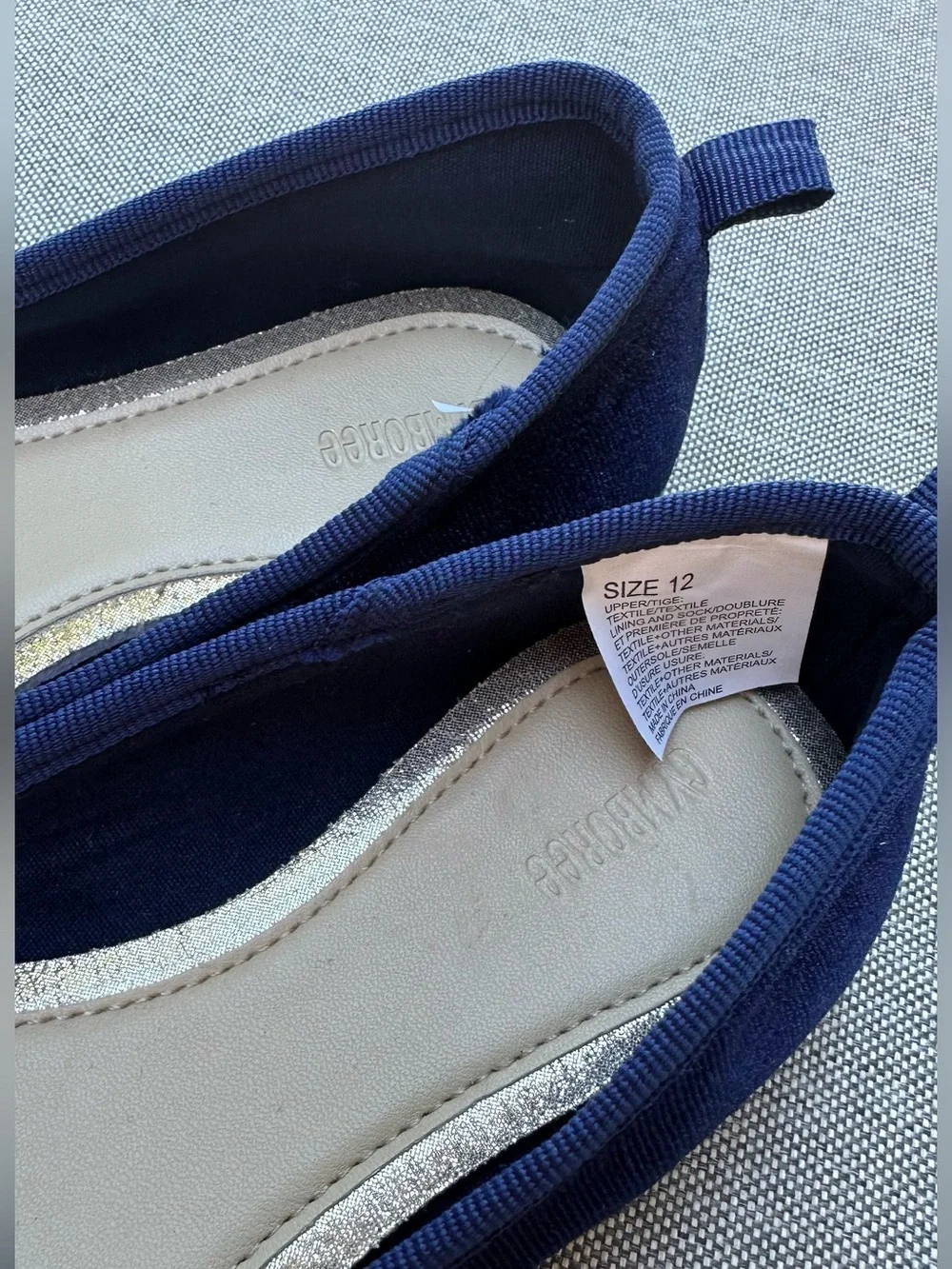 Navy Bow GYMBOREE Velvet Ballet Flats Sz 12
